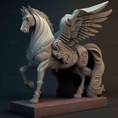 3D model pegasus carved armour on stand (STL)